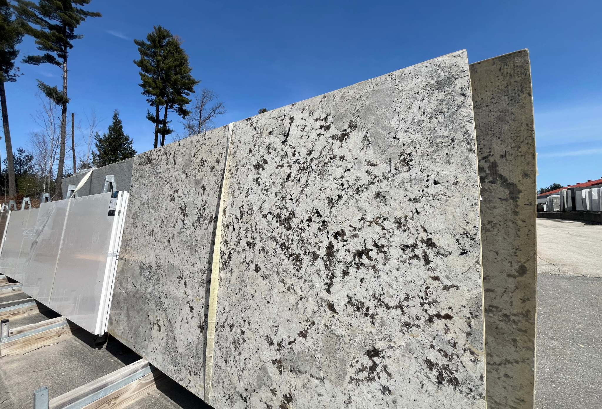 Stone slab in the Rumford Stone slabyard, which houses hundreds of slabs available for viewing.